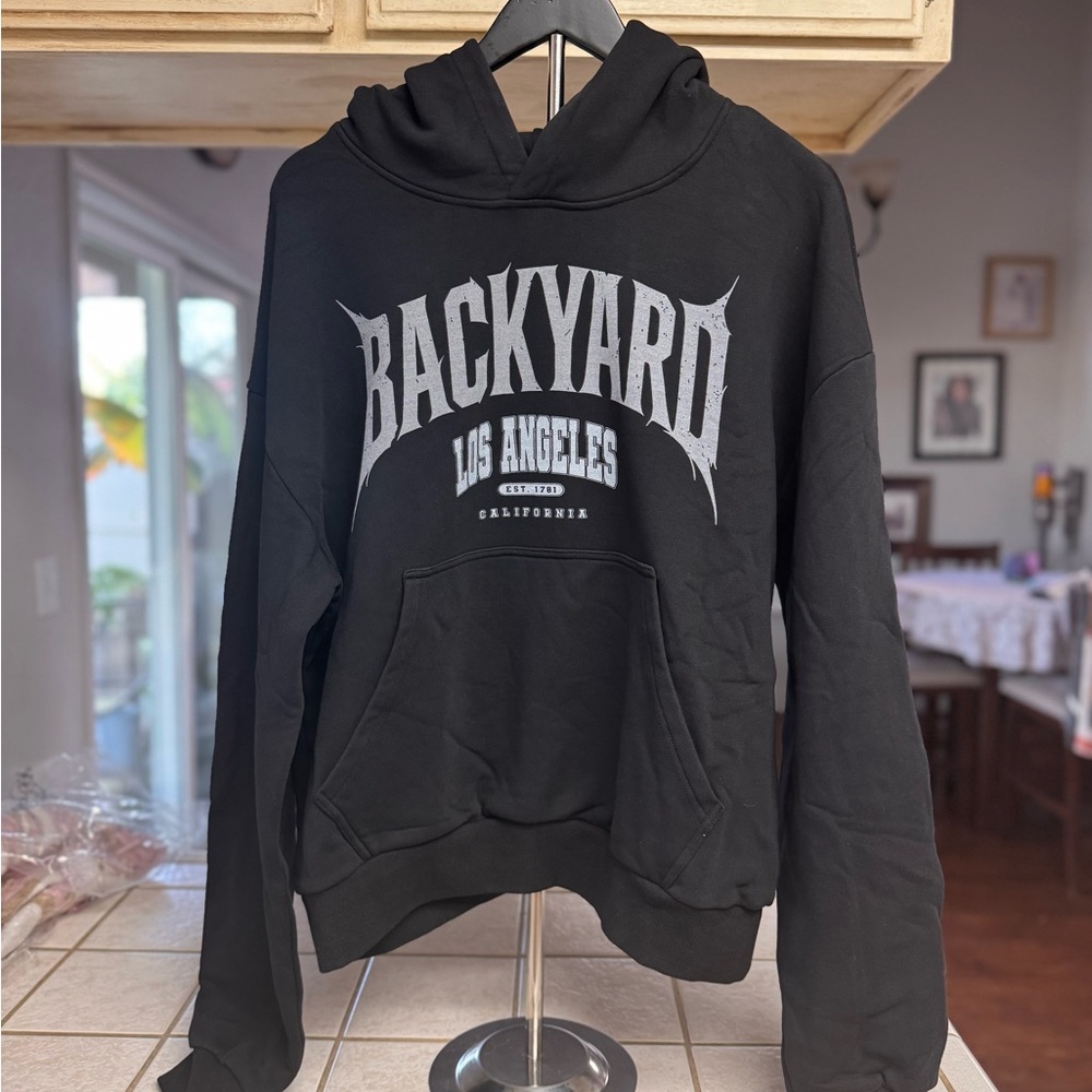 Backyard BMX Black Hoodie M with rhinestones
